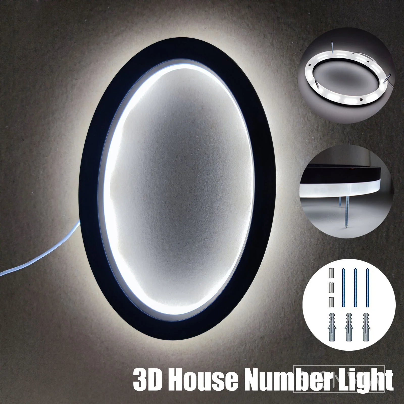 Mini 3D Letter Backlit Acrylic Luminous Digital Rear Lighting LED Lights House Number Street Indoor And Outdoor Waterproof