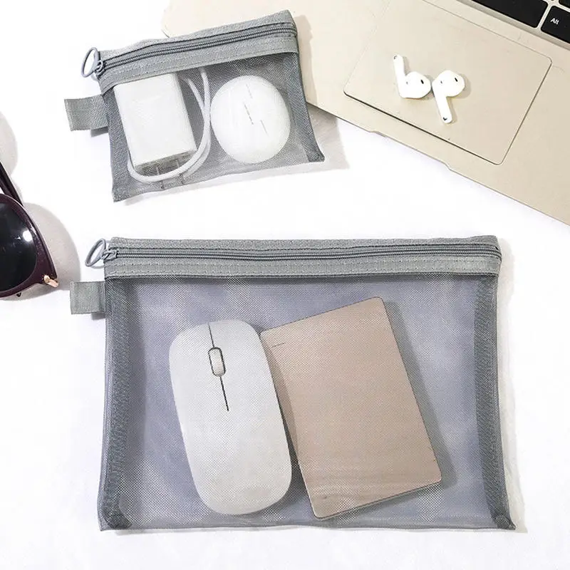 

Портативная сетчатая косметичка для путешествий на молнии, студенческая офисная сумка для документов, простые сумки для наушников, многофункциональные сумки для хранения-1/3 шт.
