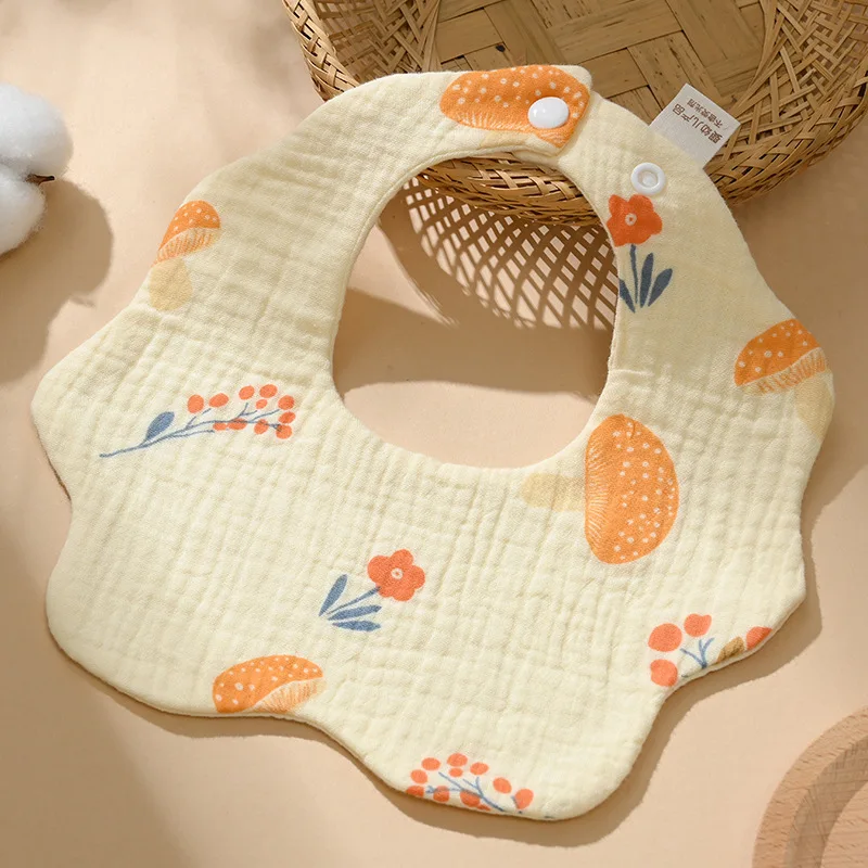 Cotton Gauze Baby Bib Babies Accessories Newborn Baby Apron Feeding Bib 6 Layer Muslin Burp Cloths Kids Saliva Towel New Born