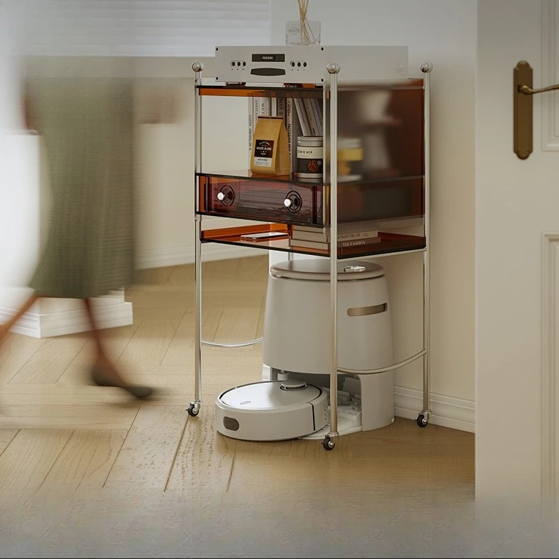Removable sweeping robot shelf storage cabinet, acrylic sofa side cabinet, small side cabinet