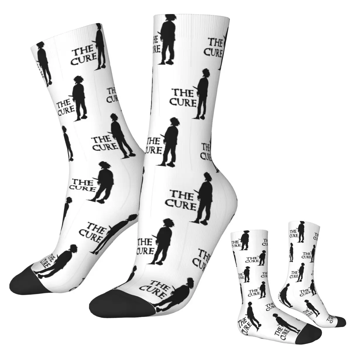 

Носки с логотипом The Cure Robert Smith, чулки высокого качества в стиле Харадзюку, всесезонные длинные носки, аксессуары для подарка на день рождения унисекс
