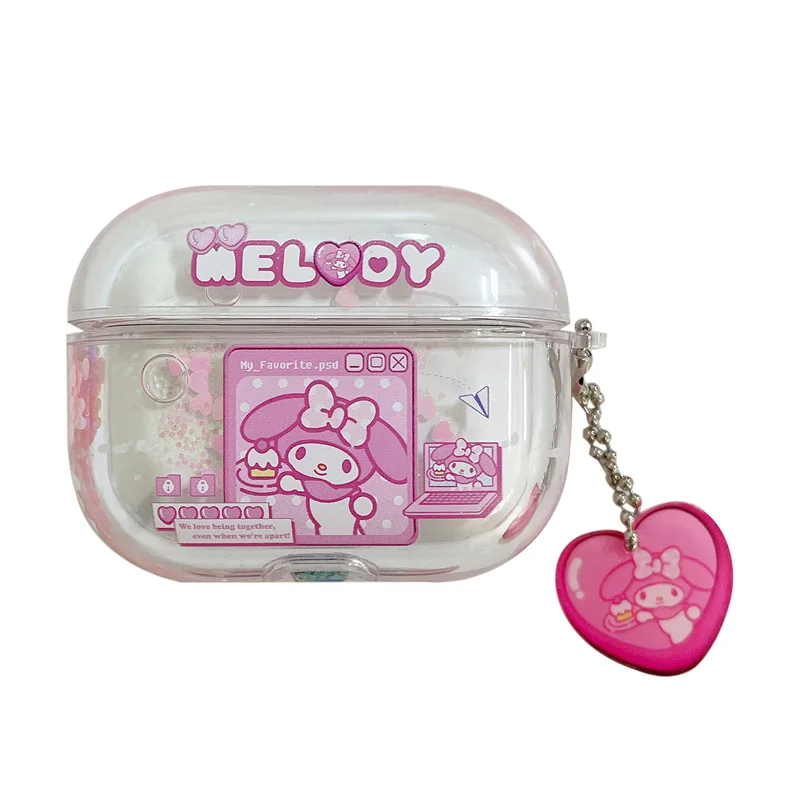 Sanrio Melody For Airpods Pro 2 Case 2022,Liquid Quicksand Hard PC Earphone Cover For Airpods 3rd Generation Case For Girls