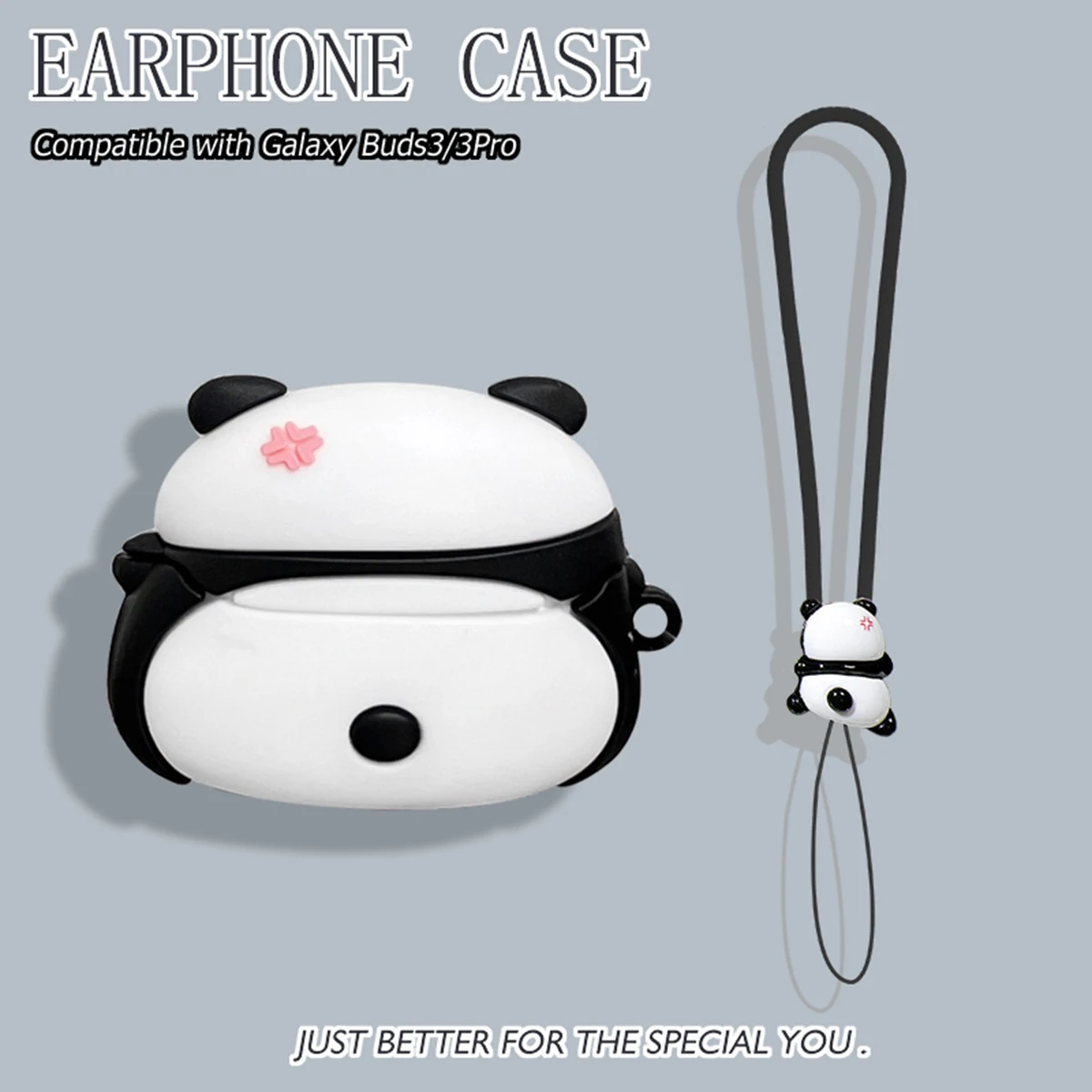 

For Galaxy Buds3/3Pro Earphone Protective Case Panda shell Accessories Cover Anti Drop With Same Silicone Wrist Strap