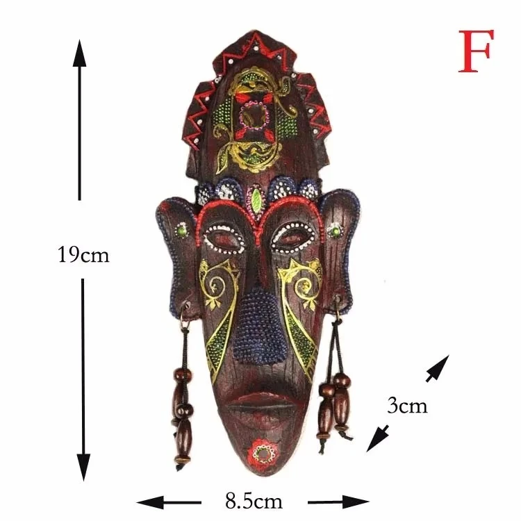 Zakka 3D Hand Painted Crafts Gift Personality Retro African Masks Metope Wall Hanging Decor For Home Living Room Bar Ornament