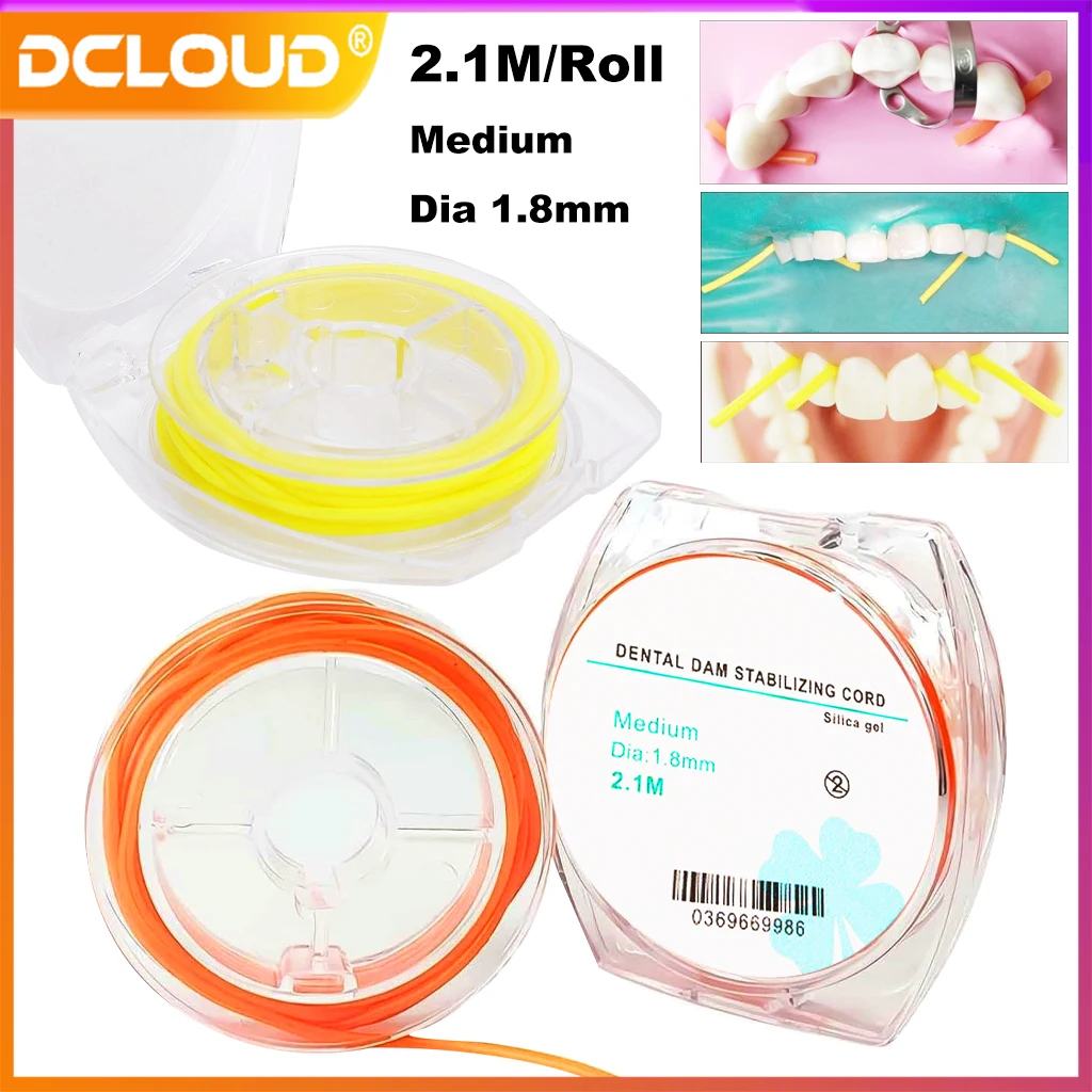 2.1M/Roll Dental Rubber Dam Stabilizing Cord Wedges Clamps Sheets Medium Elastic Wedges Line Dia 1.8mm Dentist Materials