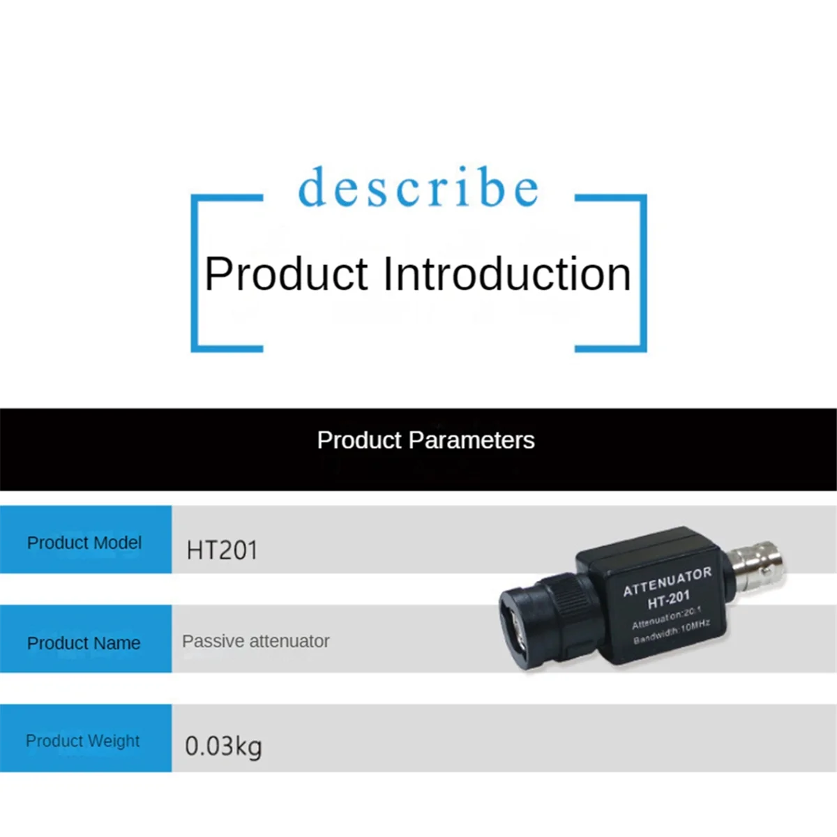 1 piezas HT201 20: 1 atenuador pasivo para osciloscopio de 10MHz, accesorios de osciloscopio