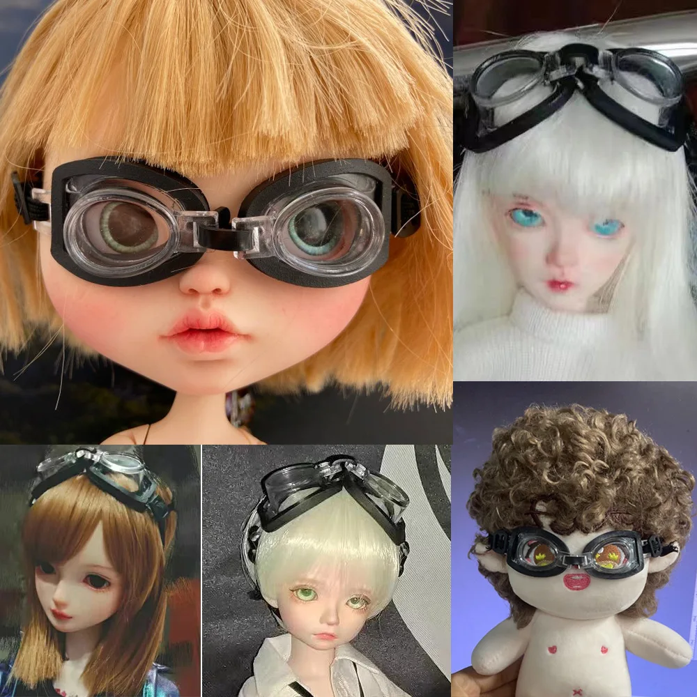 HOUZIWA 1/6 1/4 BJD Doll Accessories Plush Blyth Doll Swimming Goggles