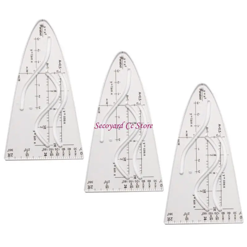 N3UC Coseno Righello Parabola Righello Studente Ufficio Designer Pittura Parabola Stencil