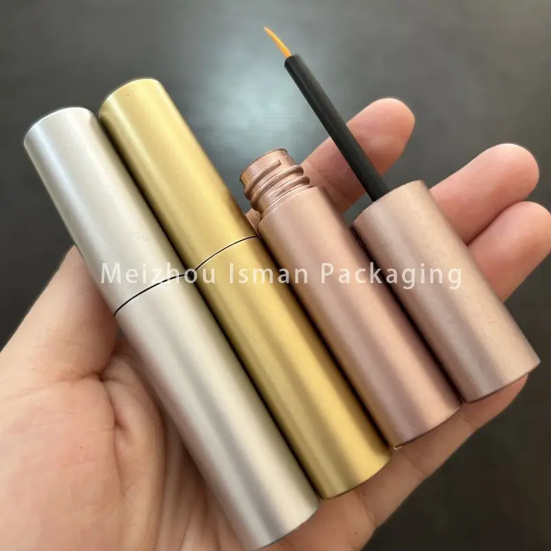 50 個の新しい 8 ミリリットル高級ラウンドローズゴールドスライバー空のアイライナーボトル容器ブラシまつげ成長液チューブ