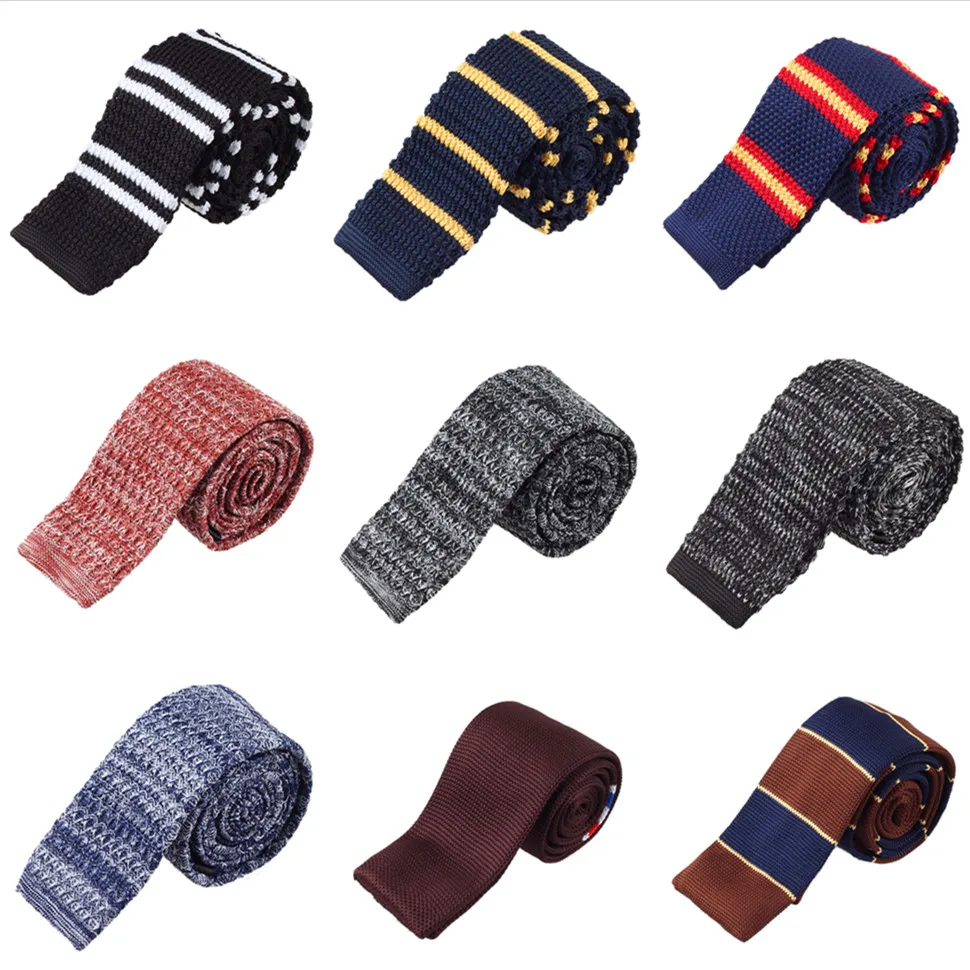 Vintage Skinny Tie for Men Women  Party Fashion Casual Accessory Cotton Knitted Black Blue Gray Red Pink Narrow Slim Necktie