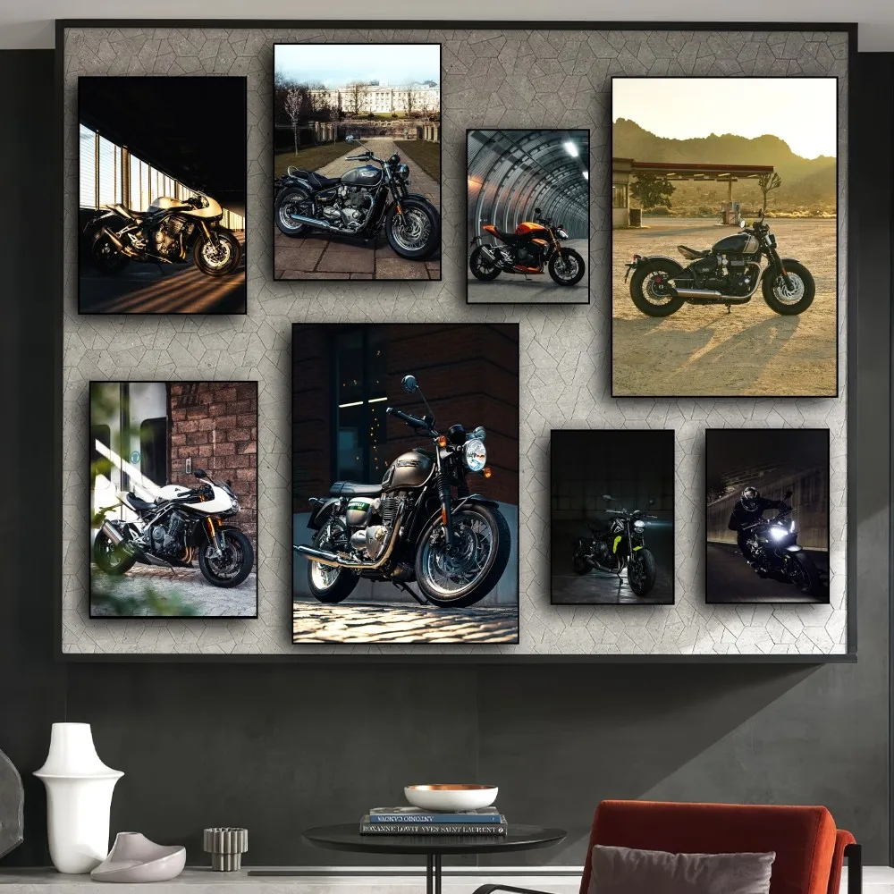 Motorcycles Racing T-Triumphs Poster Prints Wall Pictures Living Room Home Decoration