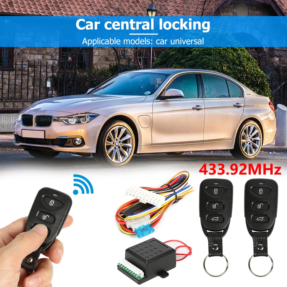 

12V 433.92MHz Universal Car Auto Remote Central Kit Door Lock Locking Vehicle Keyless Entry System with 2 Remote Control