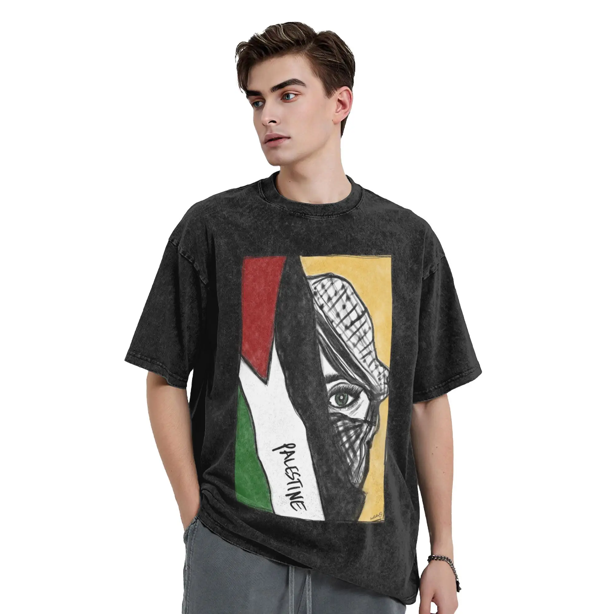

Palestine Flag T-Shirt Fashion T Shirts Short Sleeve Y2K Funny Tshirt Summer Cotton Crew Neck Oversized Tees