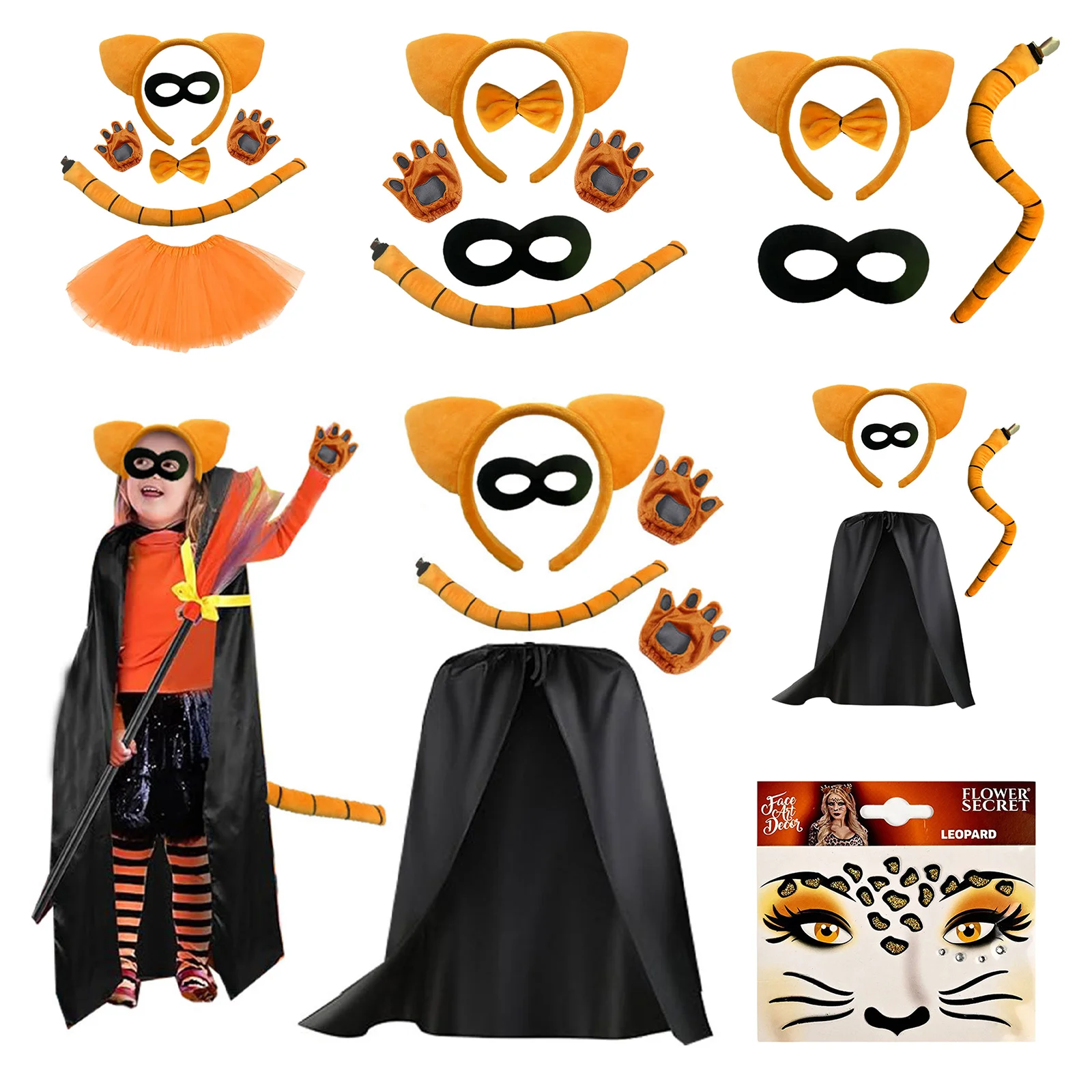 هالوين الكرتون أبطال عقال تنورة الذيل قناع قفازات الحيوانات زي الملحقات تأثيري مجموعة للأطفال مهرجان هدايا عيد ميلاد