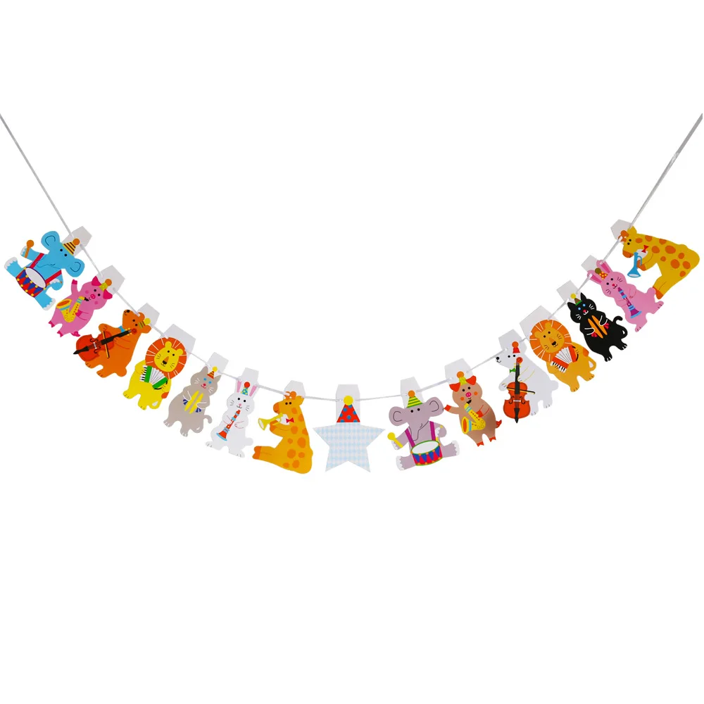Cartoon-Wimpelkette, Geburtstagsbanner für Kindertag- und Schlafzimmerdekoration, Hand in Hand, Tier, Wald, Heimwerken, Veranstaltungen, Anzieh, 2 m – Detail 4