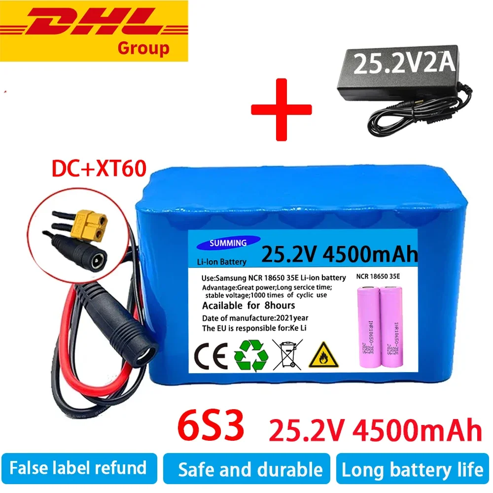 air transport24V 9000mAh 6S3P 18650 Battery Lithium Battery 25.2v 18000mAh Electric Bicycle Moped /Electric/Li ion Battery Pack