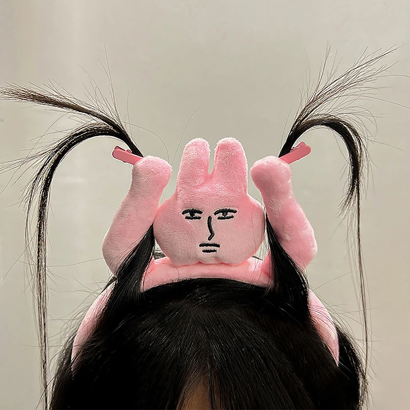 

Забавная повязка для волос с розовым кроликом для женщин, плюшевая повязка на голову для куклы, заколка для волос для девочек, милые обручи, аксессуары для волос