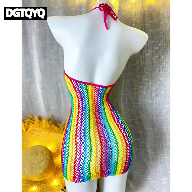 1PC Sexy Women Fishnet Cover Up Without Bikinis Hollow Out Bodycon Dress See Through Beachwear Summer Women's Swimwear CT010