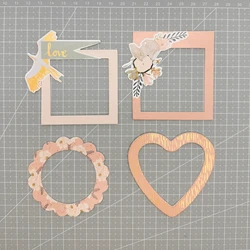 Creative Path Hollow Chipboard Frame Stickers Gold Foil Flower Round Chipboard Frame For Scrapbooking Junk Journal DIY Crafting