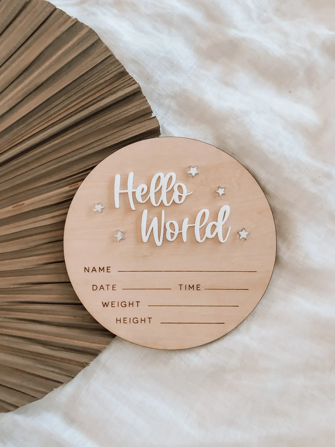 

Hello World Sign, Baby Announcement, Hello World Wooden Sign, Baby Announcement Plaque, Newborn Photo Prop, Nursery Decor