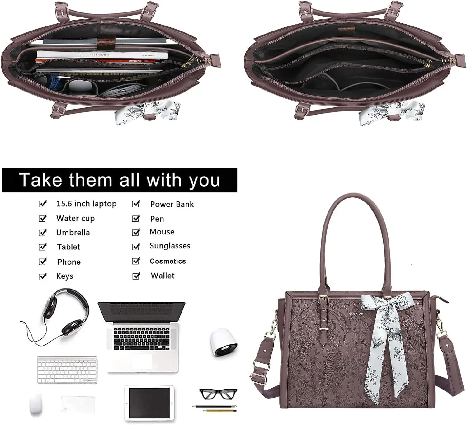 Latest PU Leather Laptop Tote Bag 15 16 17.3 inch Laptop Carrying Case Large Capacity Women Handbag Business Travel Shoulder Bag