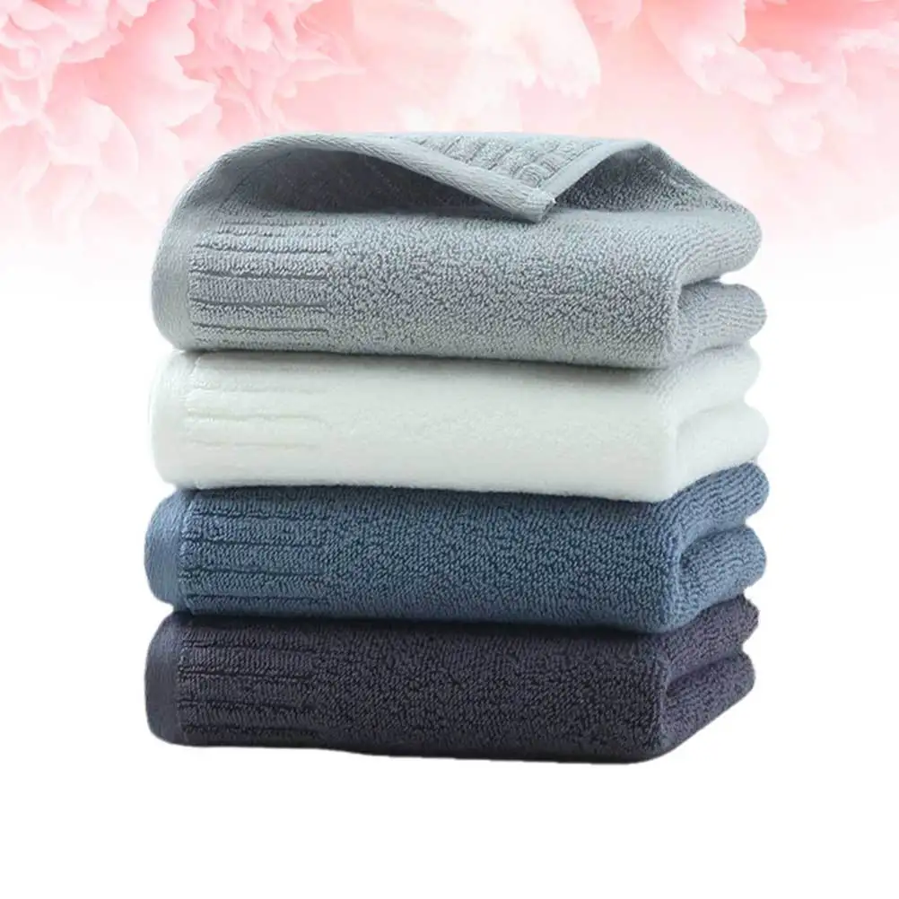 

4pcs Pure Cotton Face Towel Thickened Washcloth High Absorption For Bathroom Kitchen Use Solid Color Towel Set
