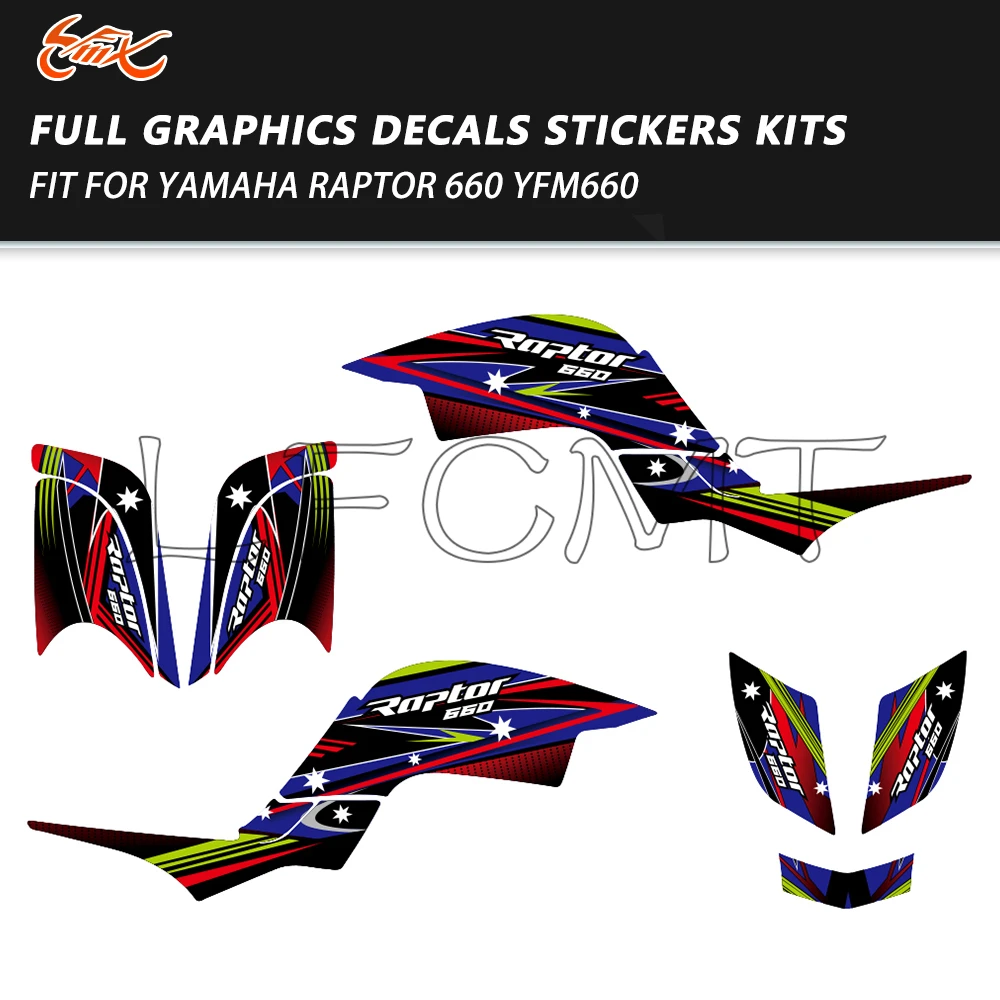 

ATV Full Fairing Decoration Graphics Decals Stickers Kit Dirt Bike Background Fit for Yamaha Raptor 660 YFM660 YFM 660 2001-2005