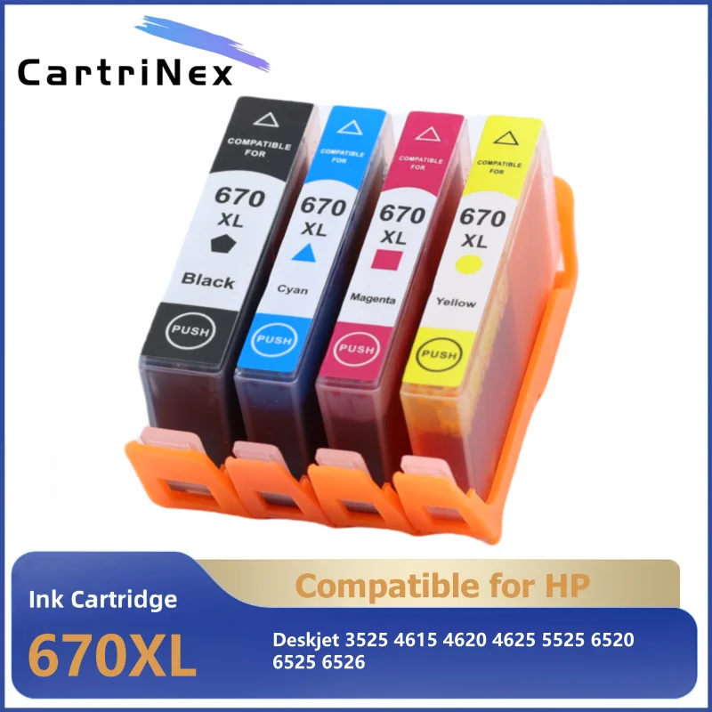 Compatible 670 670XL Ink Cartridge for HP670 for HP Deskjet 3525 4615 4620 4625 5525 6520 6525 6526 CZ117AL Printer