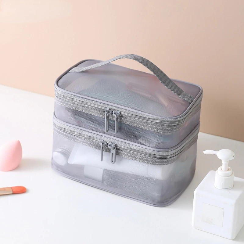 Hot Sales Luxury Clear Makeup Bag Mesh Women Cosmetic Bag Organizer Transparent Travel Makeup Wash Bag Beauty Case Toiletry Kit