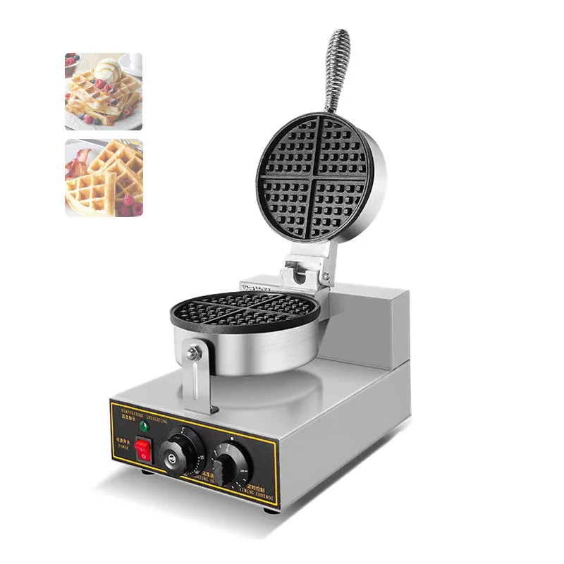 1200W Single Head Round Electric Waffle Maker Non-Stick Coating Waffle Machine Bread Sandwich Maker Kitchen Baking