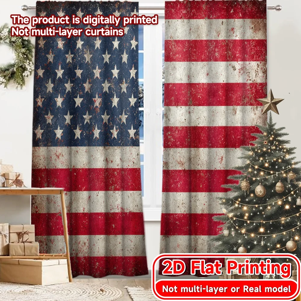 2D Flat Printing,2pcs American Ride Popular Fashionable Curtains Fabric Curtains Outdoor Decorations Suitable for Bedroom,