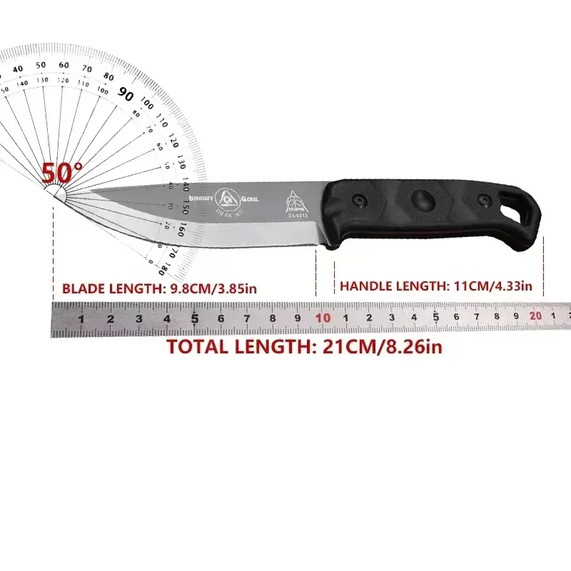 High Harness TOPS Brakimo Outdoor Combat Fixed Knife D2 Blade with Scabbard Portable EDC Camping Hunting Survival Tool