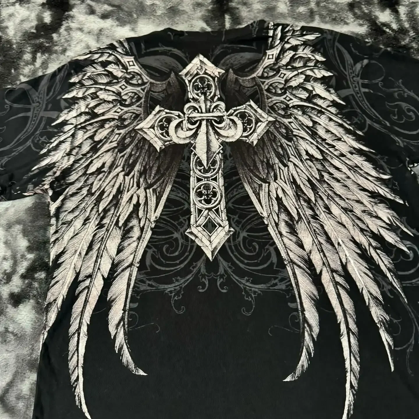 2000s affliction T-shirt Vintage Clothing Punk Hip Hop Graphic Print Oversized T shirt Men Round Neck Cotton Short Sleeve Tops image 6