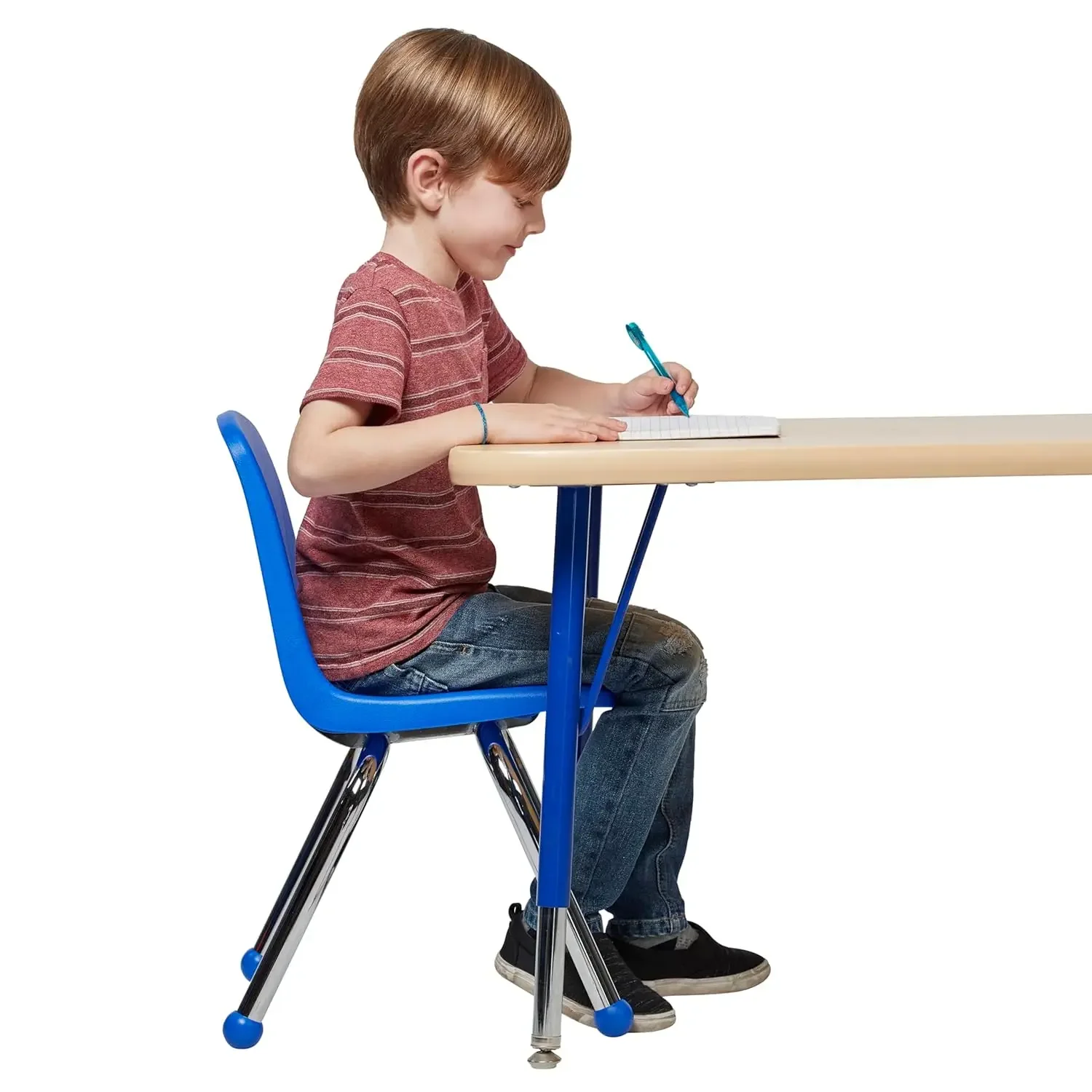 10359-BL كرسي مكدس مدرسي مقاس 12 بوصة، مقعد طالب مكدس بأرجل فولاذية مطلية بالكروم وتنزلق كروي لـ in-Ho