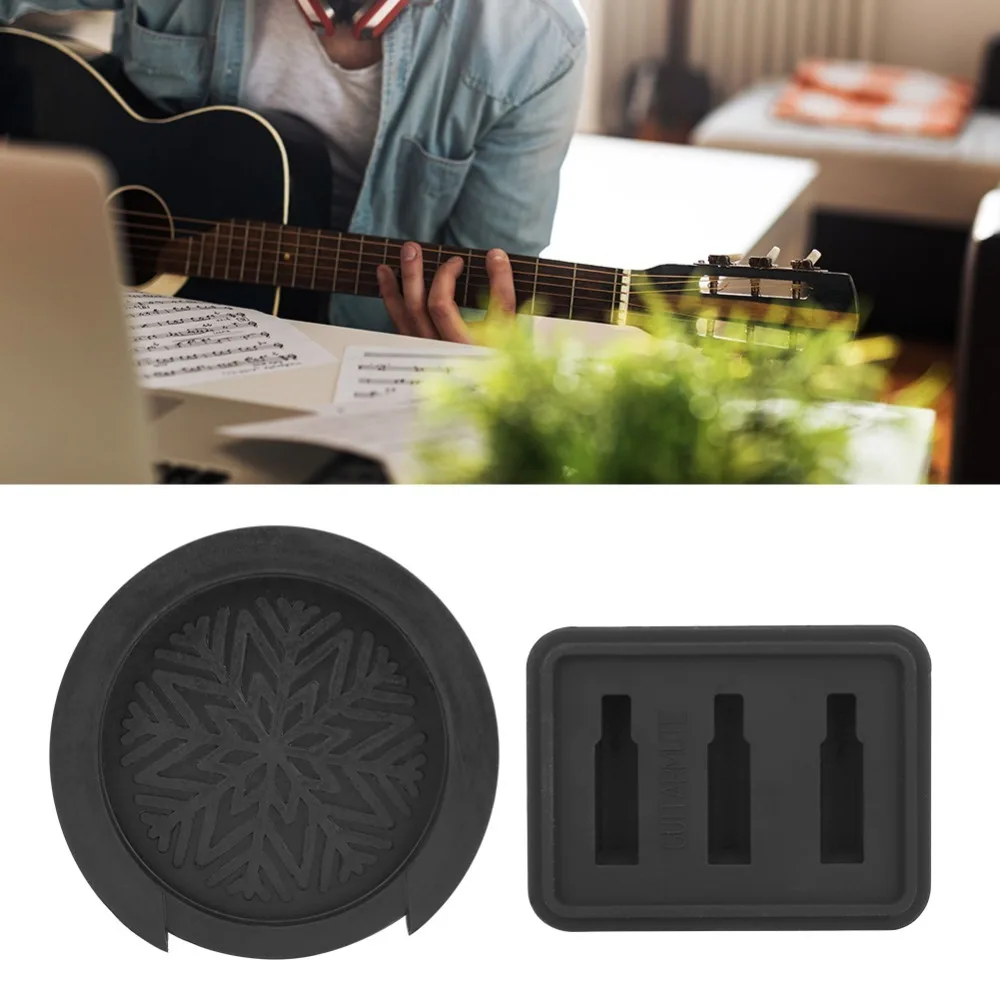 Professional Black Guitar Mute Rubber Round And Rectangular Silencing Practice Pad Sound Hole Cover Guitar Practice