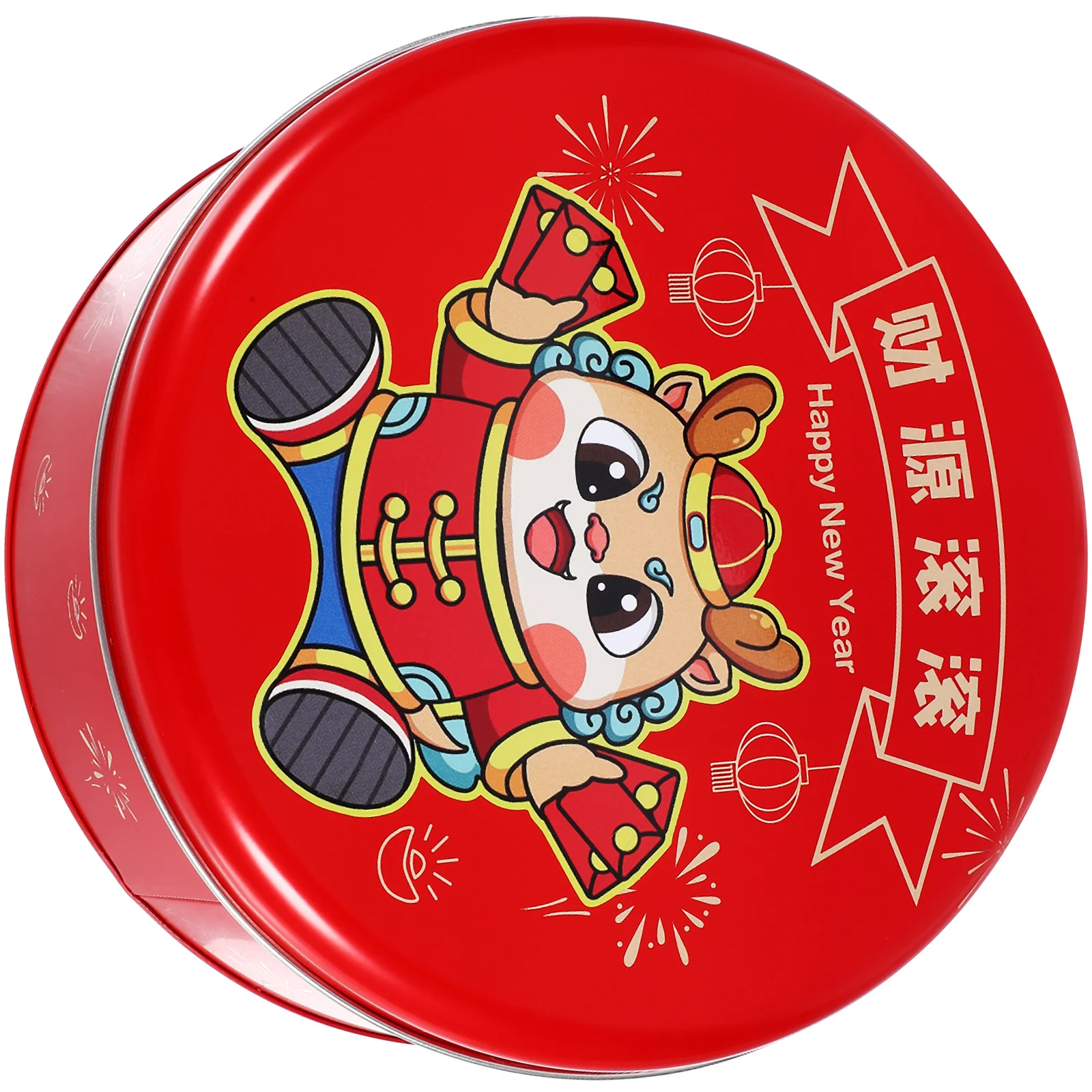

Festive New Year Cookie Tinplate Box Cute Snack Container Treats Storage Gift Case