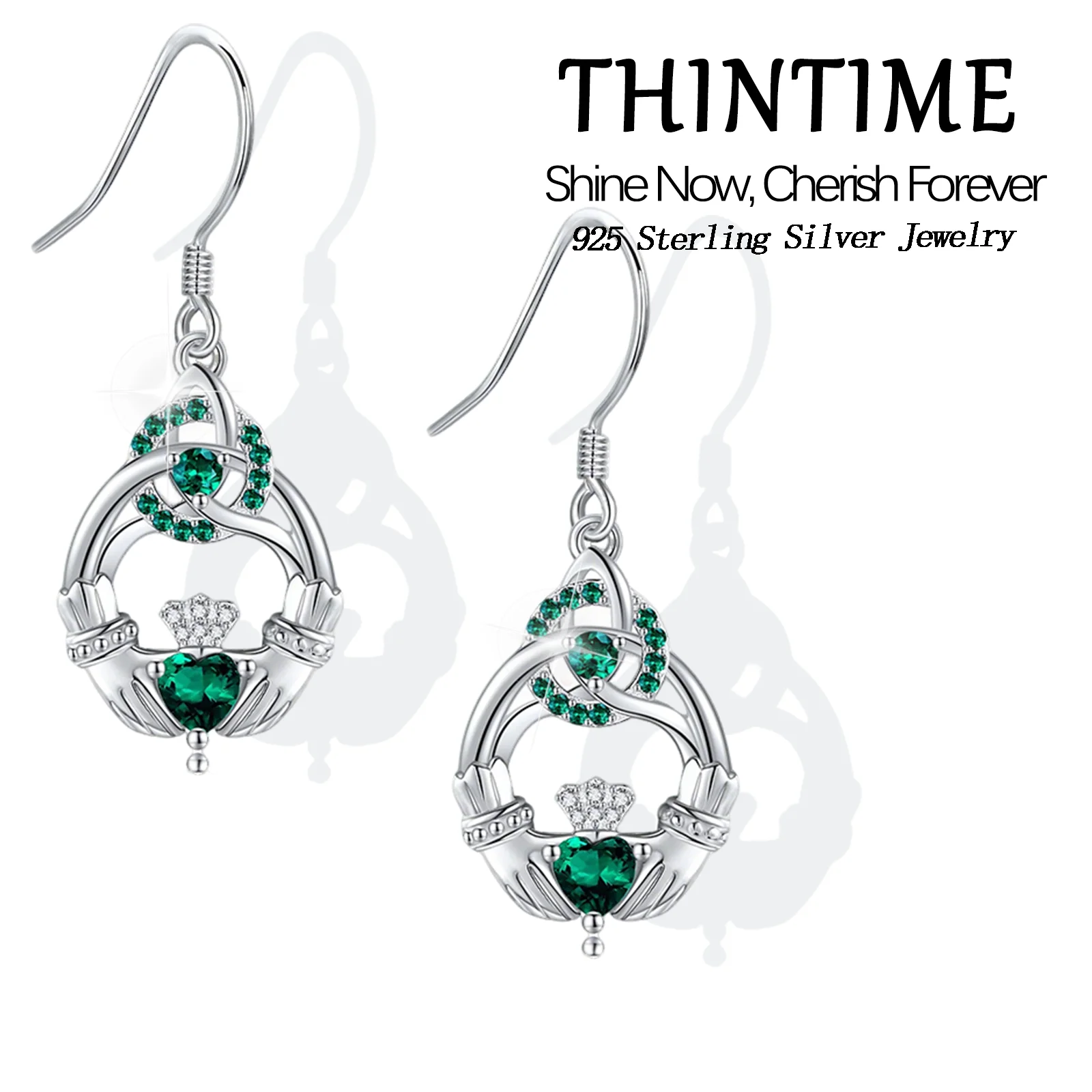 

Серьги Claddagh из стерлингового серебра 925 пробы с кельтским узлом, висячие серьги Claddagh, ирландские украшения для женщин