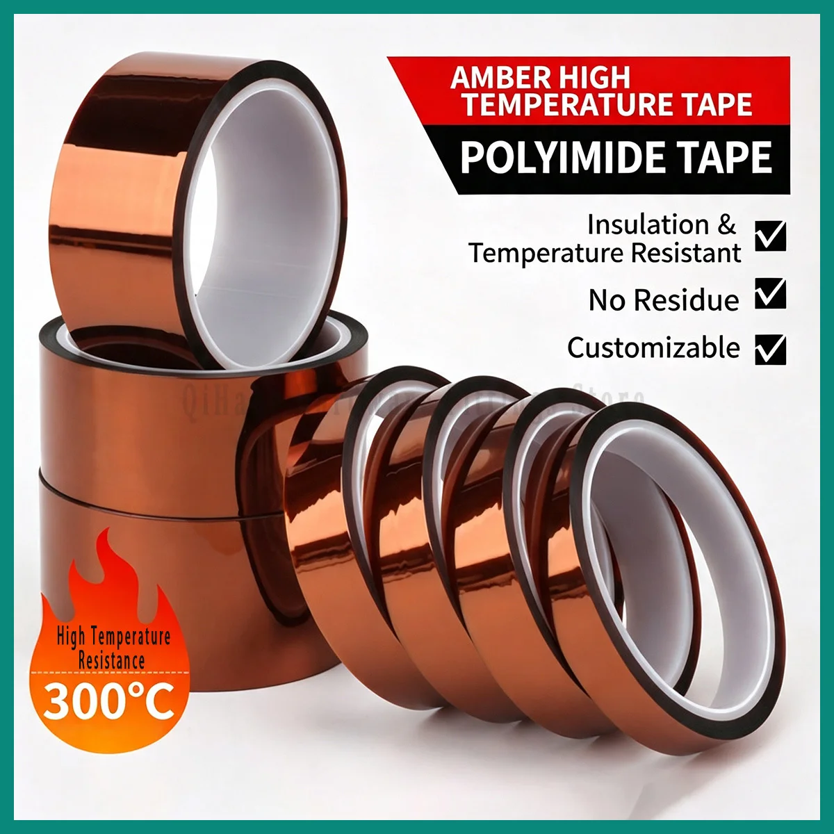 0.04mm PI Polyimide Tape 33M 300°C Heat Resistant Insulation Film for 3D Printer PCB Battery Heat Transfer Masking