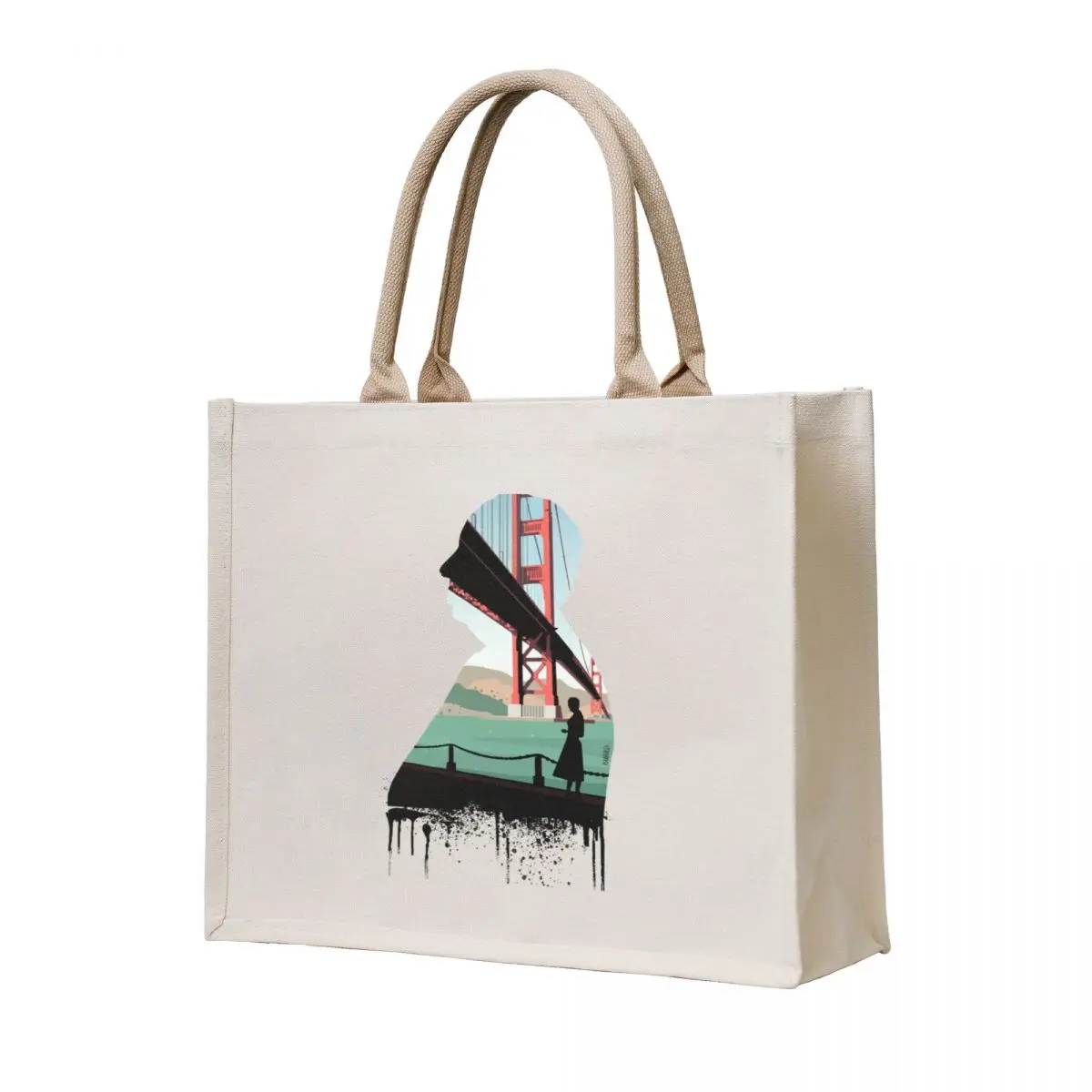 

Alfrted Hitchcock's Vertigo Silhouette Illustration by Burro Tote Bag cloth bag woman Eco bag bags woman 2025