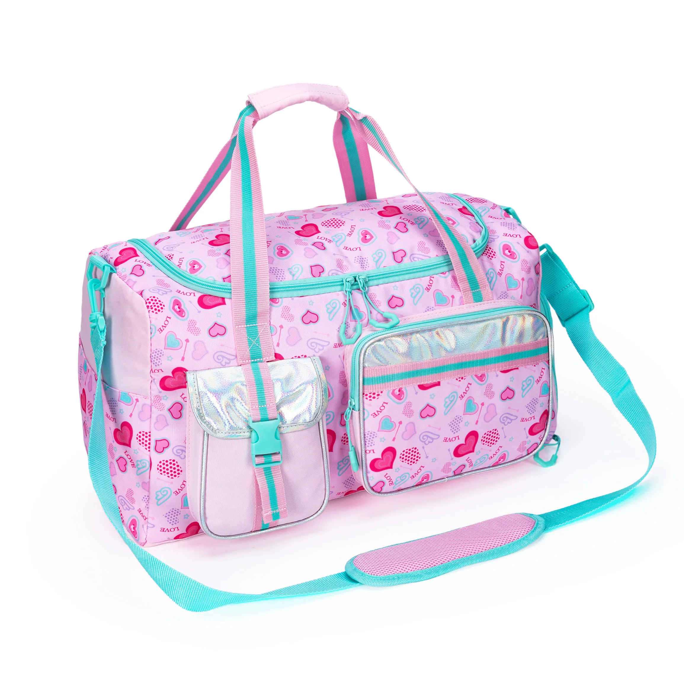 Duffle Bag for Girls Kids Gym Bag Women Workout Sports Travel Bag Weekender Overnight Bag with Shoe Compartment and Wet Pocket