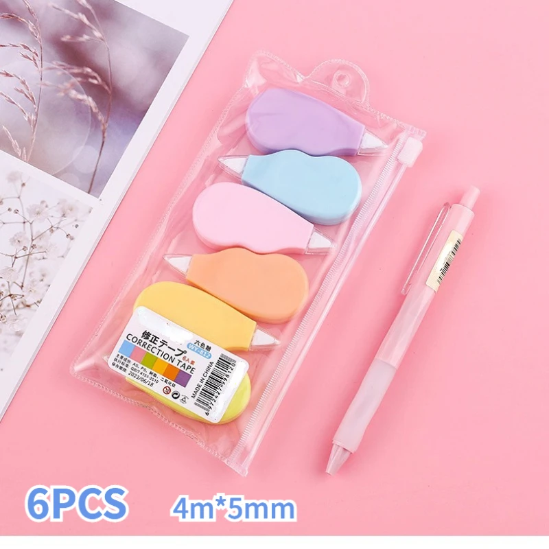 

6Pcs/pack 5mm*4m Candy Color Correct Belt Cute kawaii Correction Tape writing correction tool School Office Supplies Stationery