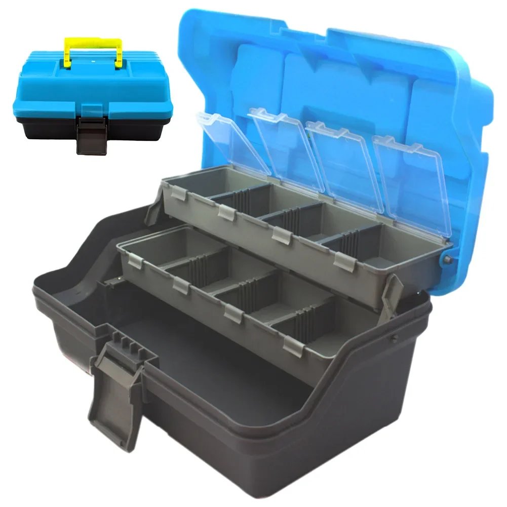 3-Layer Folding Fishing Tackle Box Portable Fishing Gear Box Multipurpose  Case with Handle for Fishing Tackle Bait Stora