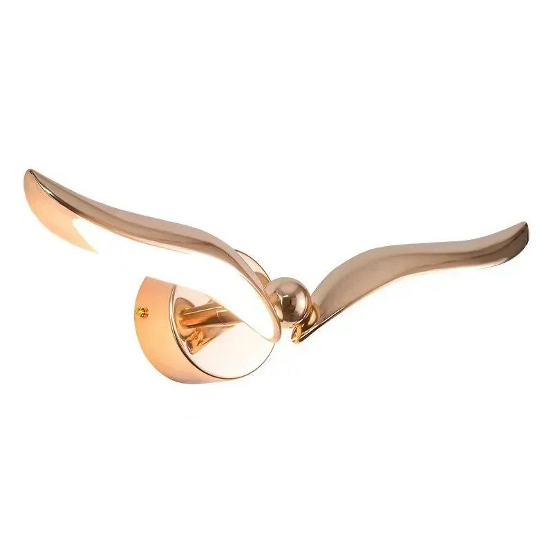 Designer's Creative New Chinese Light Luxury Seagull LED Wall Lamp Gold Living Room Background Bedroom Bedhead Corridor Bar Art