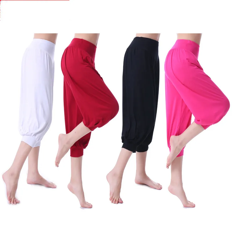 

New Soft Cotton Big Size Women's Stretch Comfy Workout Pants Trousers Capris Womens Summer Short Harem Pants W00285