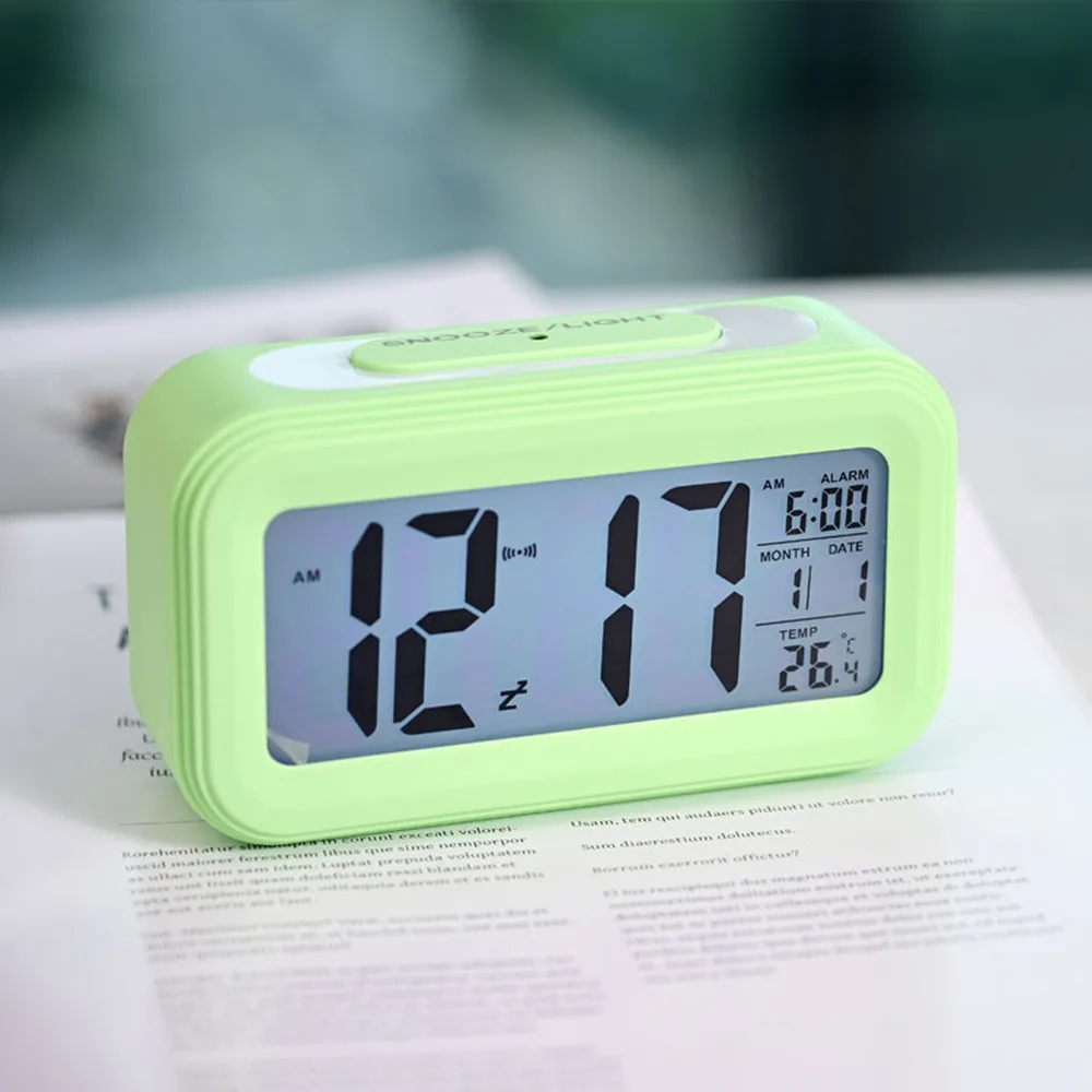 Multifunctional Digital Alarm Clock Backlight Display Adjustable Luminous Mode Desktop Alarm Clock Thermometer Night Light