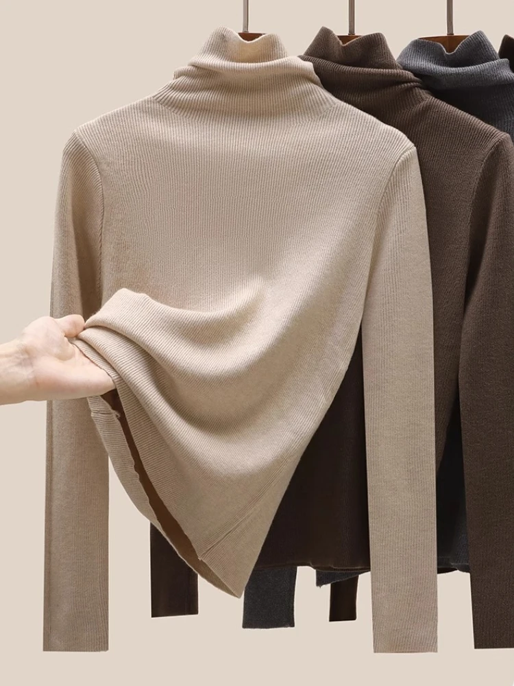 

2025 Casual Basic Turtleneck Women Sweater Autumn Winter Pullovers Warm Long Sleeve Knitted Tops Slim Elegant Knitwear Jumper