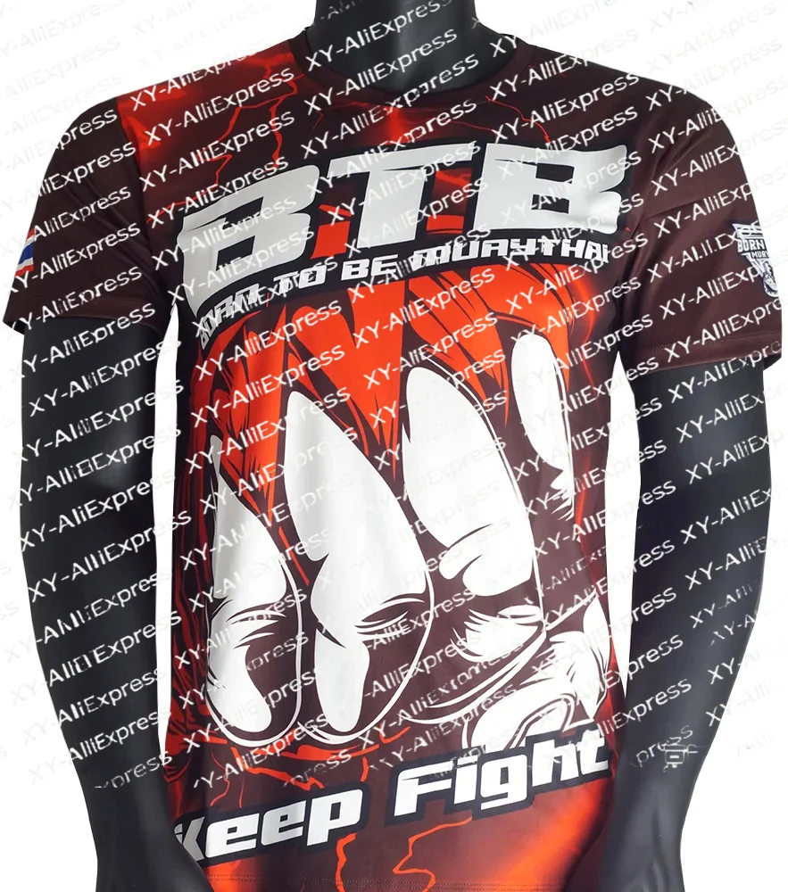 Men's Muay Thai Gloves Quick-dry T-shirt, Lightning Strike Fighting Graphic Top, Perfect Kickboxing, MMA Workouts and Streetwear