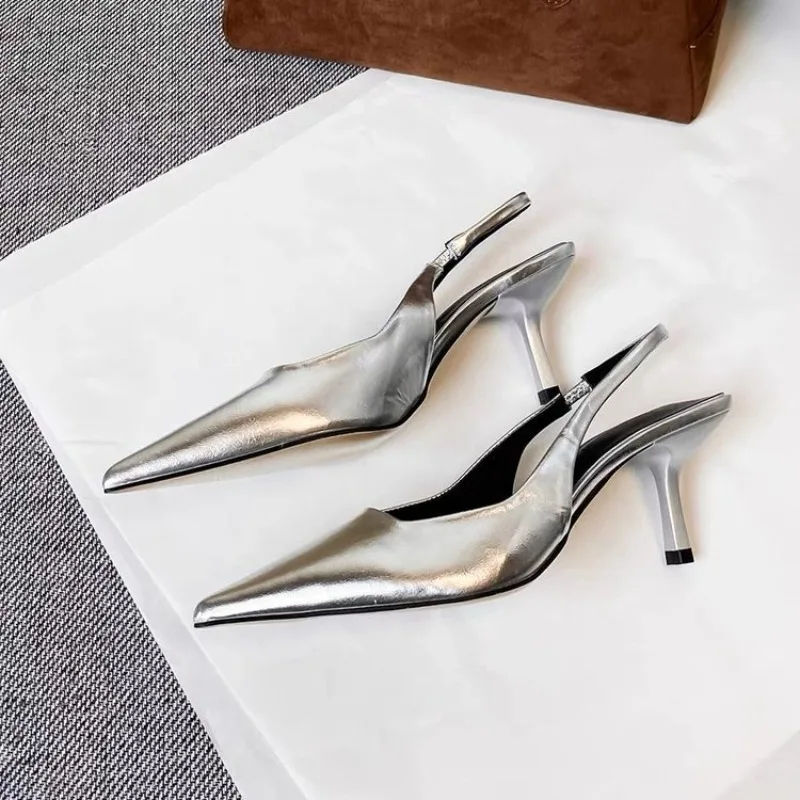 

2026Womens High-heeled Sandals Temperament Pointed High-heeled Single Shoes Fashion Banquet Party Dress Shoes Sandalias De Mujer