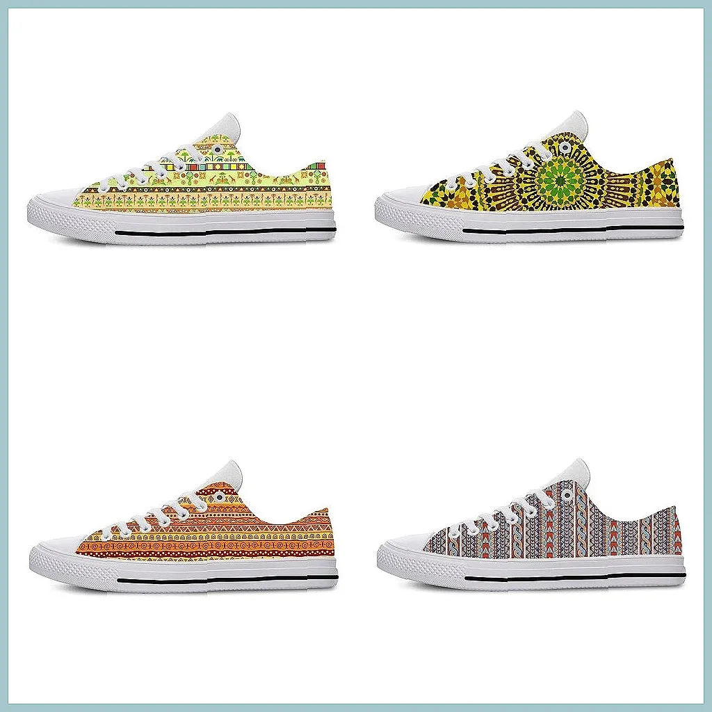 

African Style Canvas Sneakers - Lightweight Flat Casual Board Shoes for Men & Women
