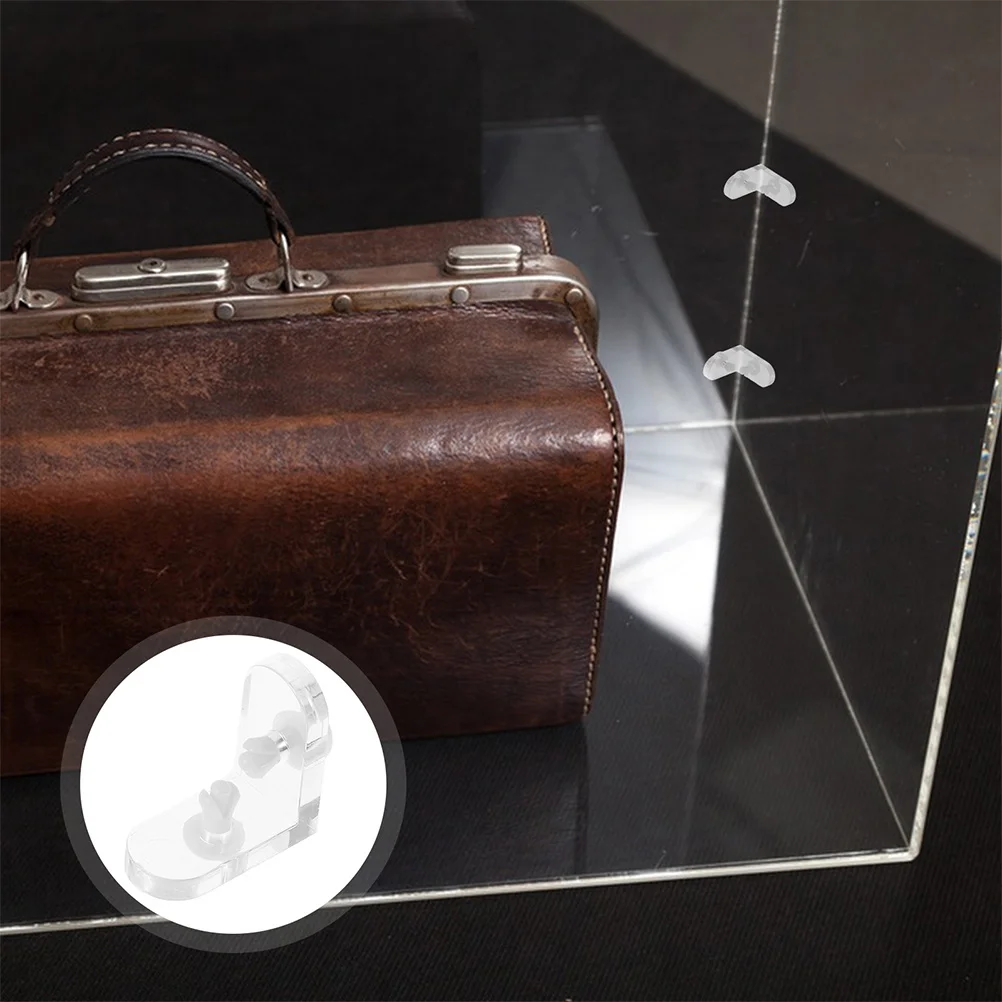 

20Sets Organic Glass Box Corner Brackets Clear Acrylic L Shape 90 Degree Support for Display Jewelry Watch Shelf